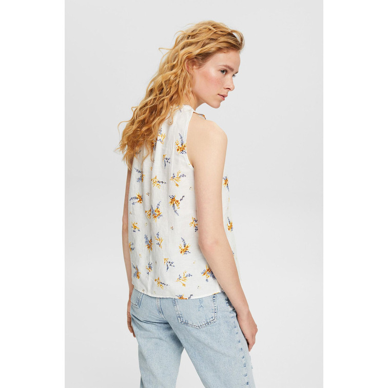 blusa con estampado floral en mezcla de lino femme ESPRIT