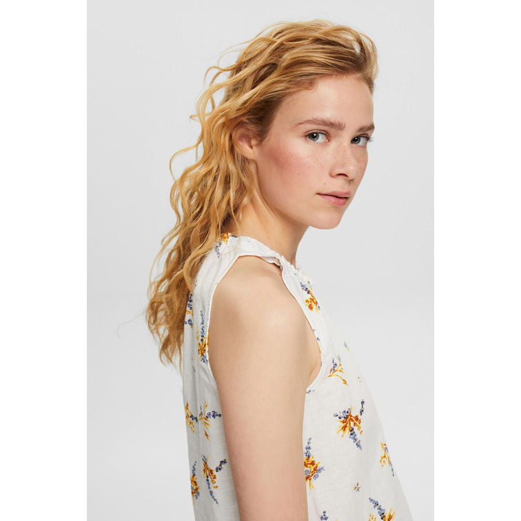 blusa con estampado floral en mezcla de lino femme ESPRIT