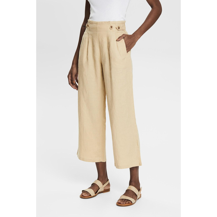 pantalon tobillero de lino femme ESPRIT