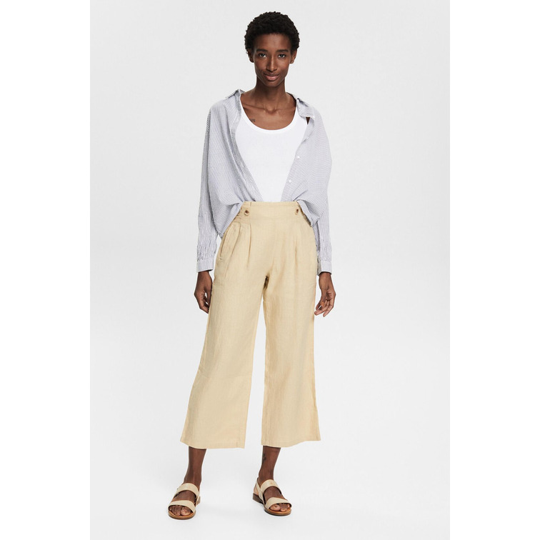 pantalon tobillero de lino femme ESPRIT