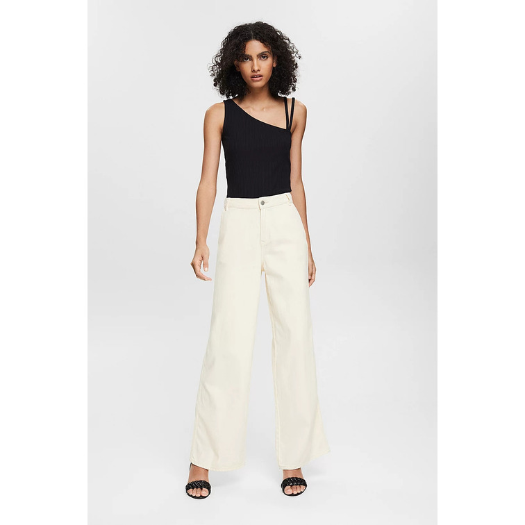 top asimétrico con acabado acanalado femme ESPRIT