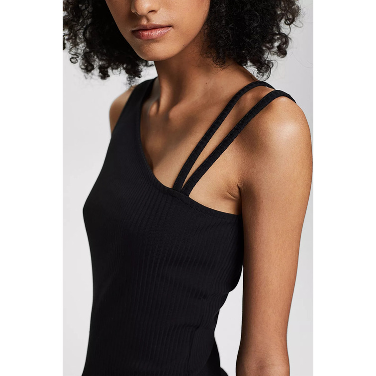 top asimétrico con acabado acanalado femme ESPRIT