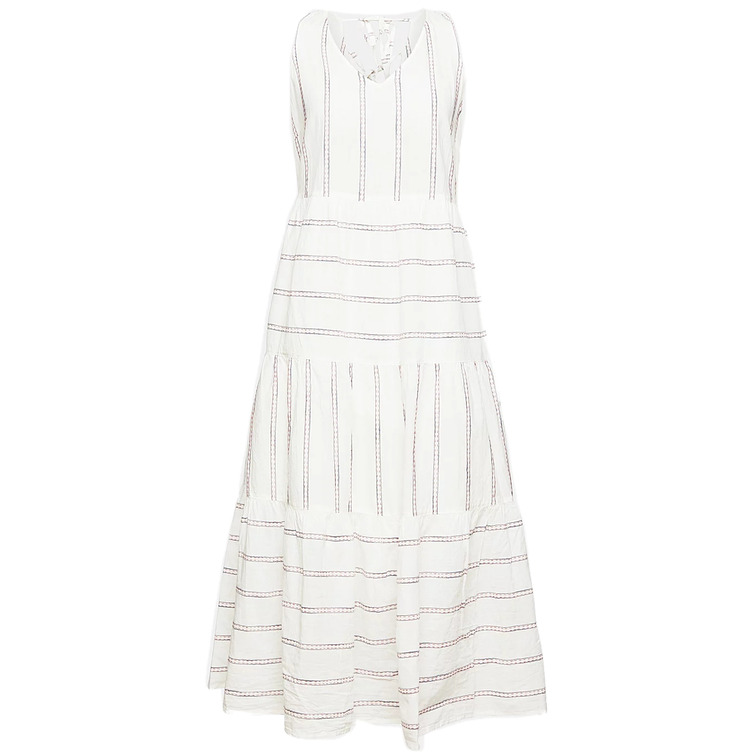 robe midi con rayas bordadas femme ESPRIT