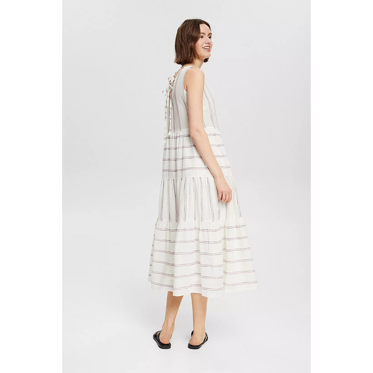 robe midi con rayas bordadas femme ESPRIT