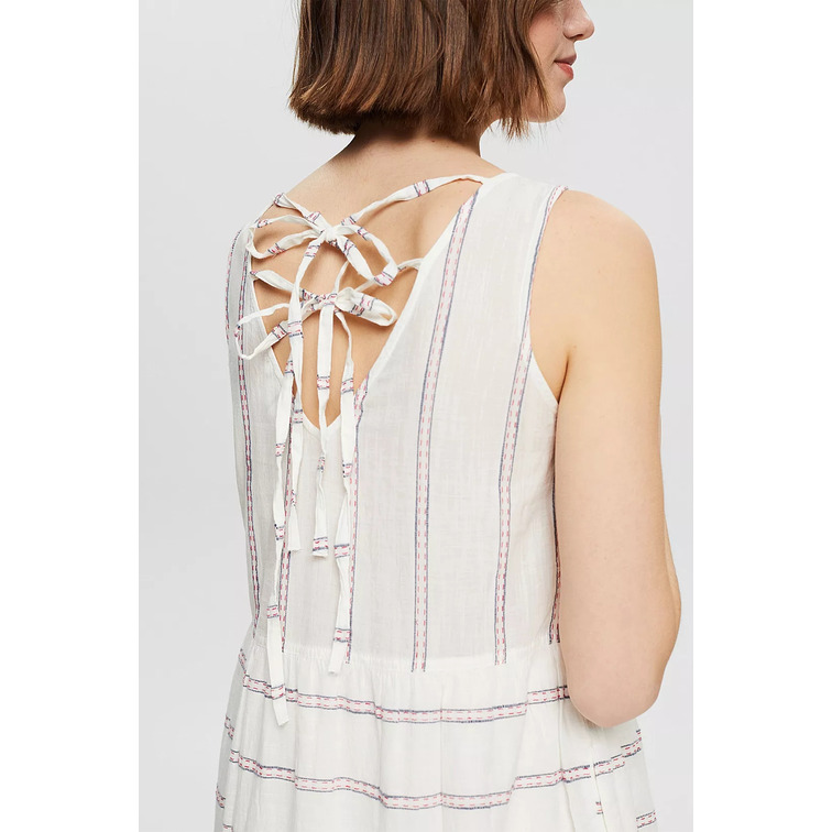 robe midi con rayas bordadas femme ESPRIT