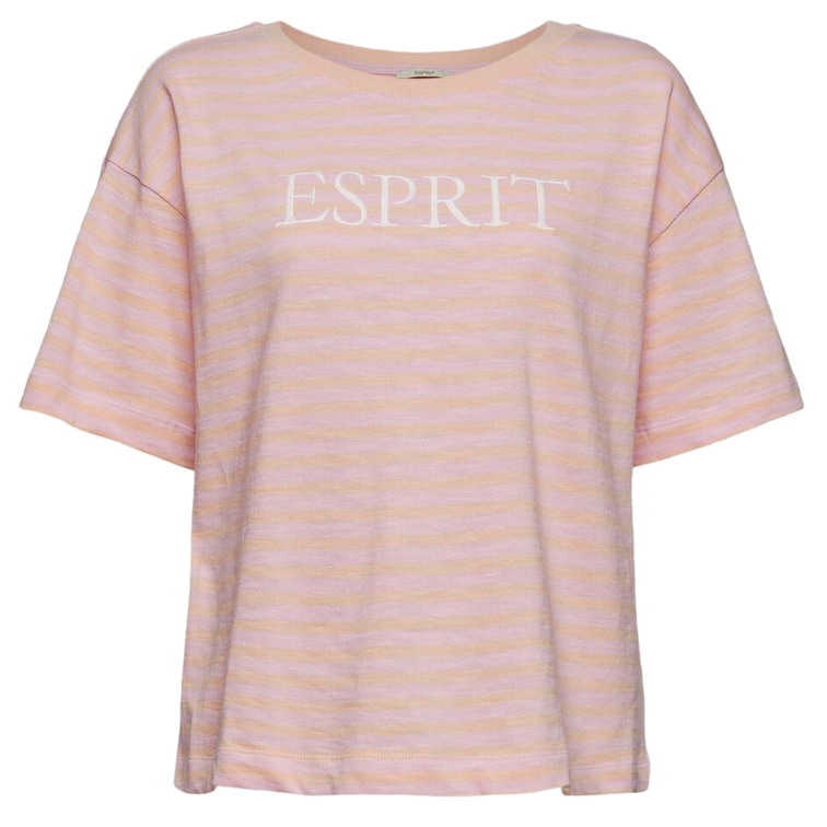 t-shirt a rayas con logo bordado femme ESPRIT