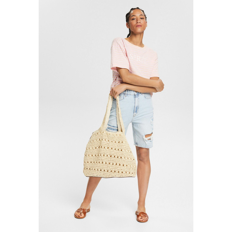 t-shirt a rayas con logo bordado femme ESPRIT