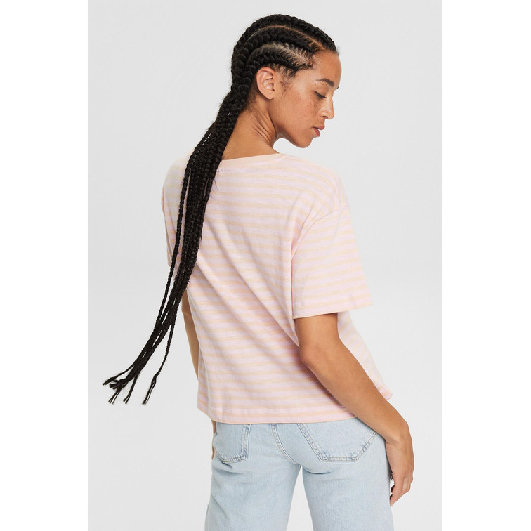 t-shirt a rayas con logo bordado femme ESPRIT