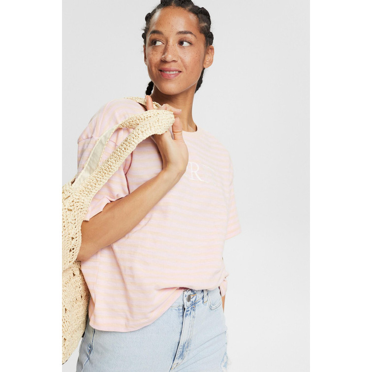 t-shirt a rayas con logo bordado femme ESPRIT
