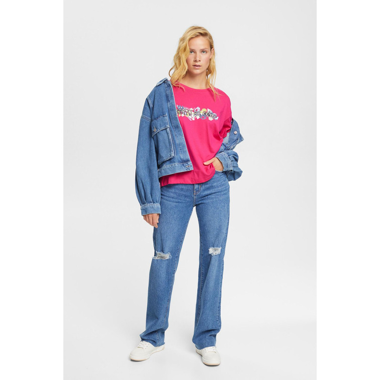 t-shirt femme  ESPRIT sus flower typo
