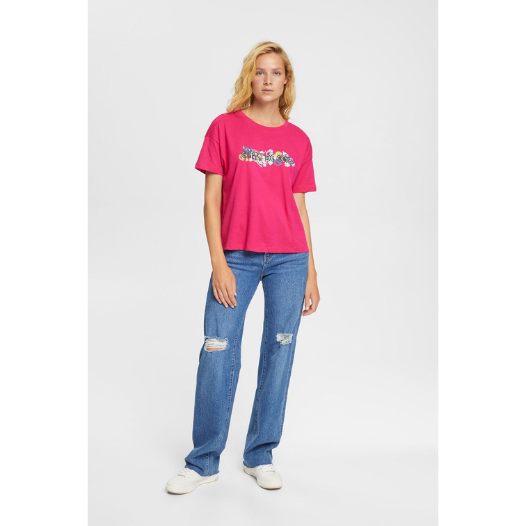 t-shirt femme  ESPRIT sus flower typo