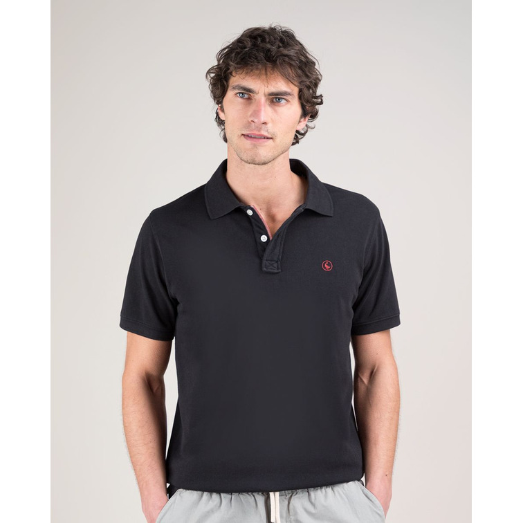 pôle homme  el ganso pôle piqué garment dyed negro