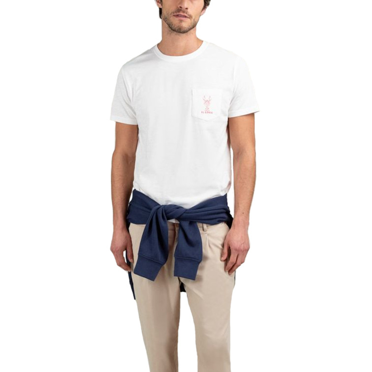 t-shirt homme  el ganso t-shirt garment dyed blanco l