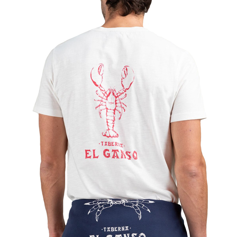 t-shirt homme  el ganso t-shirt garment dyed blanco l