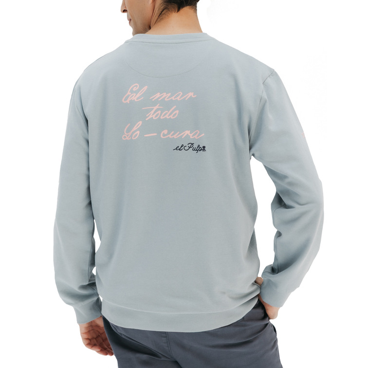 homme sweat-shirt el mar todo lo-cura a azulgris