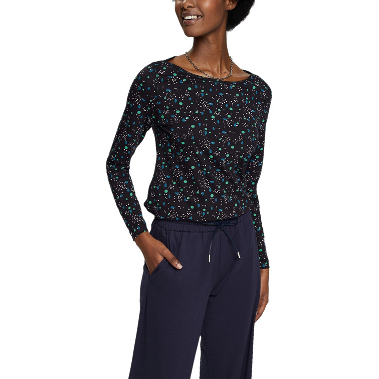t-shirt femme  ESPRIT boat neck t aop