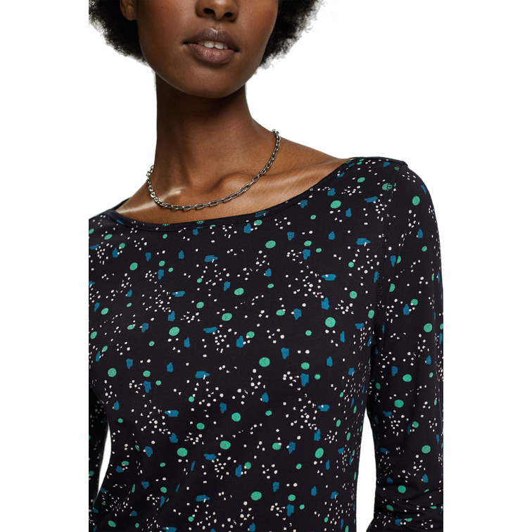 t-shirt femme  ESPRIT boat neck t aop