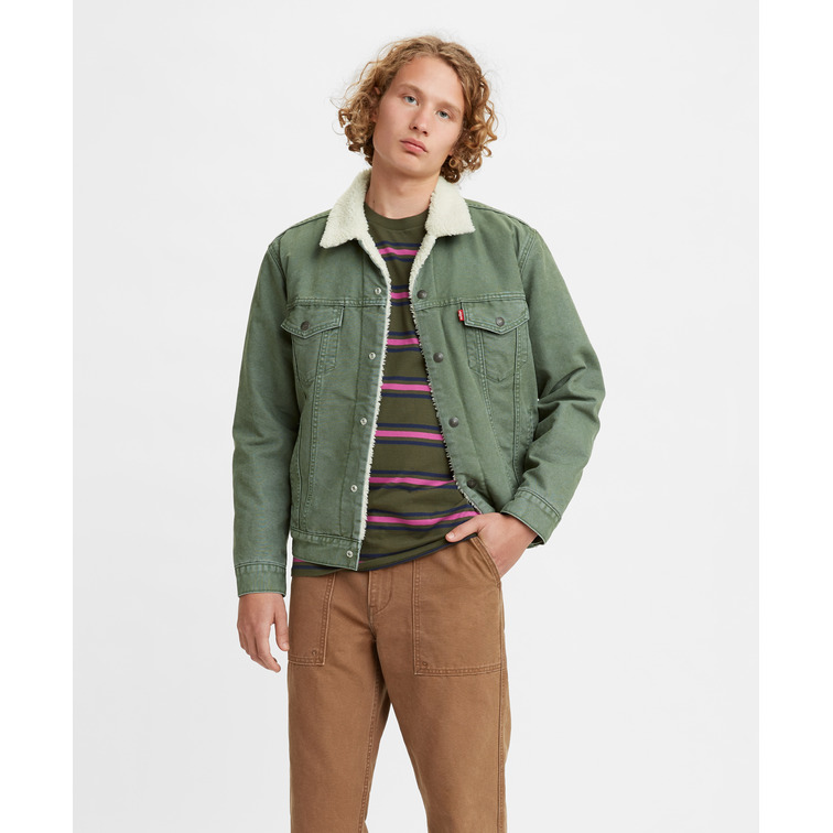 veste en jean homme  levis type 3 sherpa trucker thyme sh