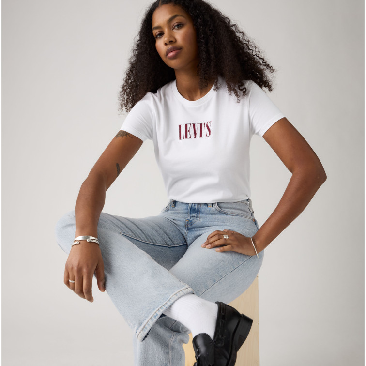 t-shirt femme  levi's the perfect tee serif stud out
