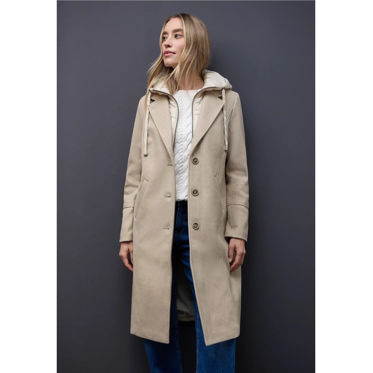 manteau femme  street long revers coat w. removable