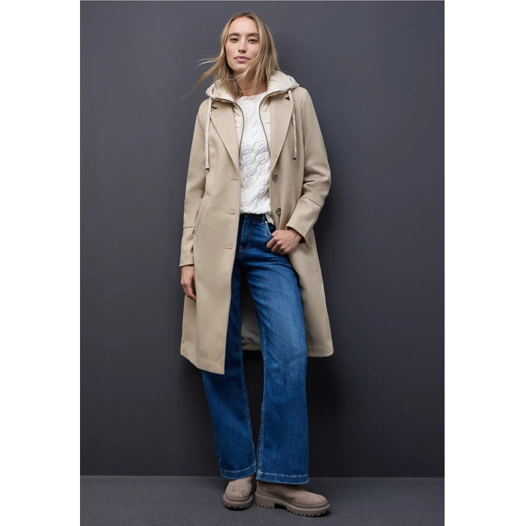 manteau femme  street long revers coat w. removable