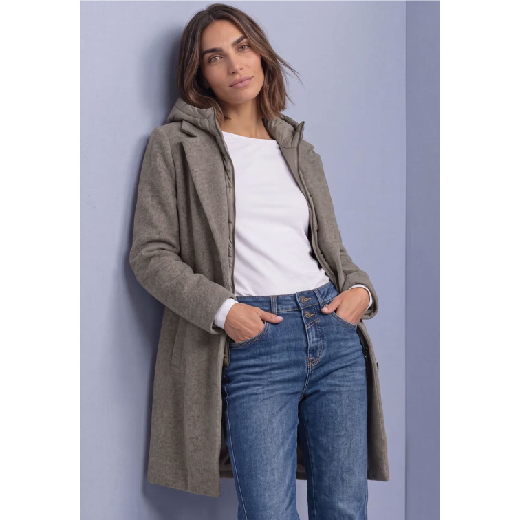 femme revers coat w. hoody insert 17655