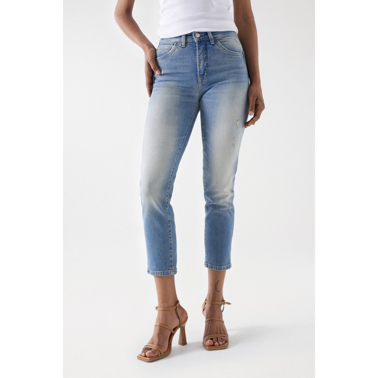 jeans femme  salsa faith cropped slim medium ligh