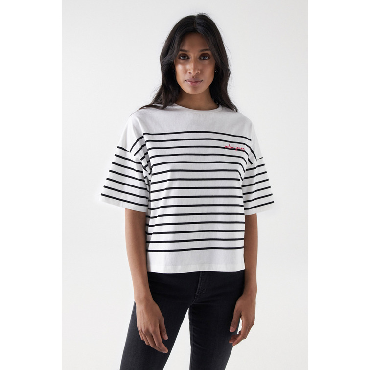 t-shirt femme  salsa striped branding t-shirt