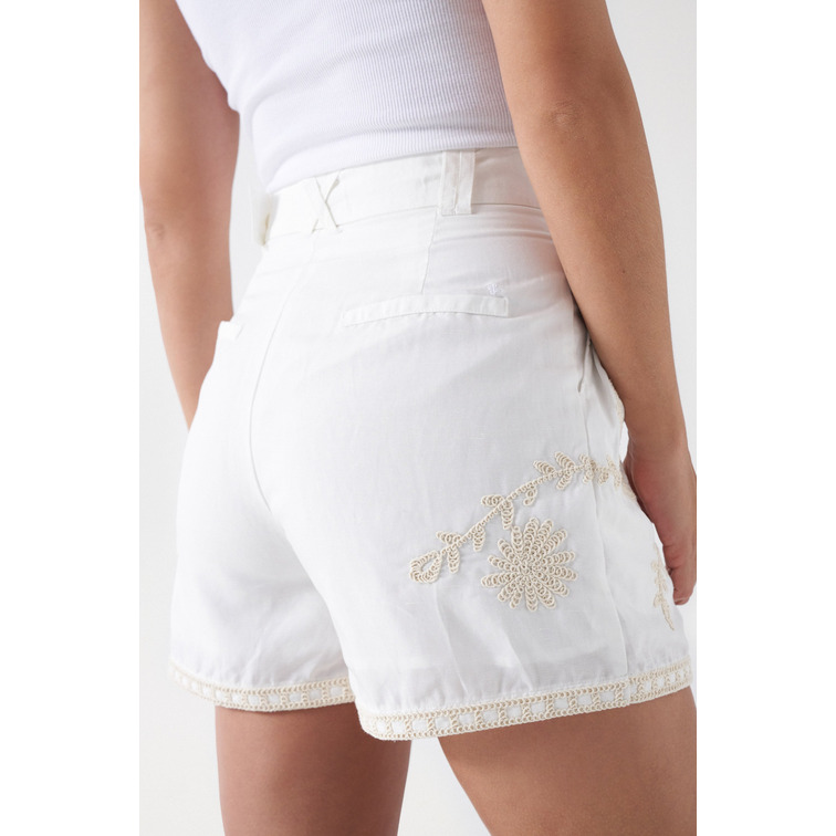 jeans femme  salsa embroidered linen shorts