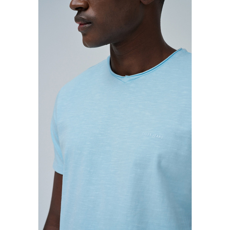 t-shirt homme  salsa jeans t-shirt v neck raw edge slim f