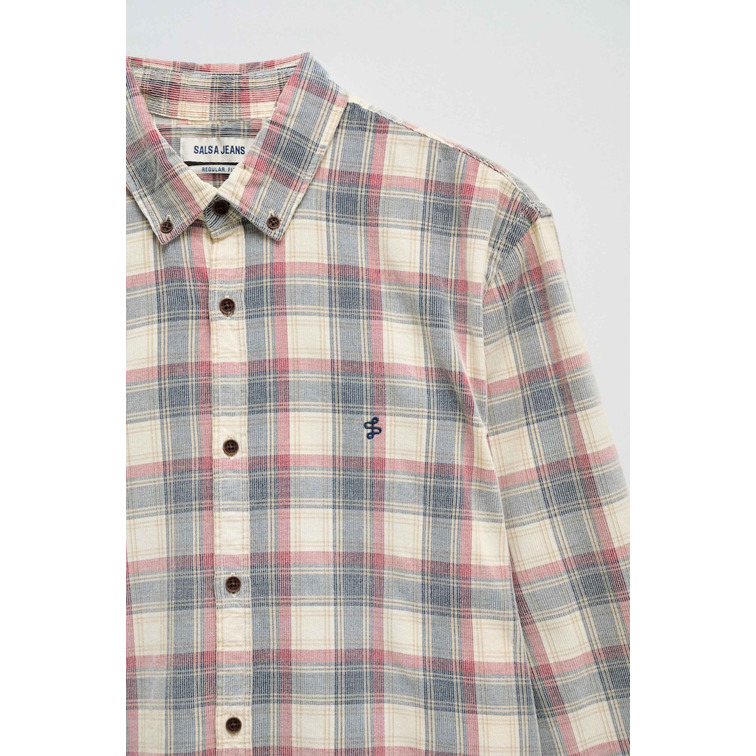 chemise homme  salsa plaid corduroy shirt regular f