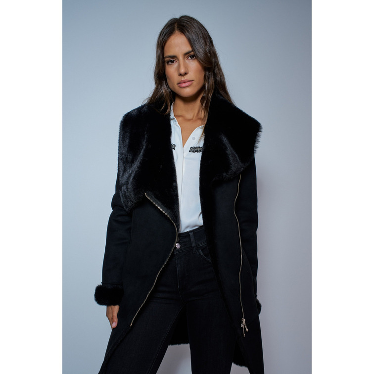 manteau femme  salsa jeans long shearling coat