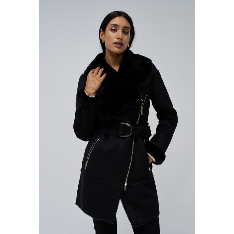 manteau femme  salsa jeans long shearling coat