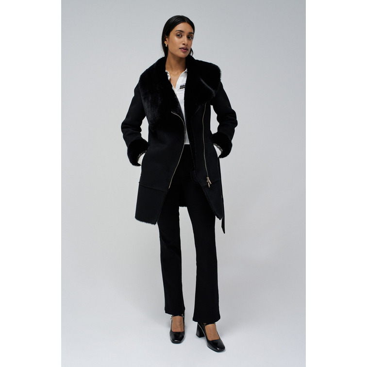 manteau femme  salsa jeans long shearling coat