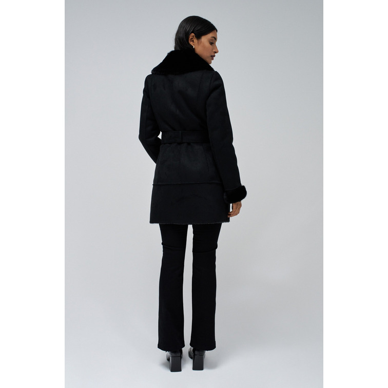 manteau femme  salsa jeans long shearling coat
