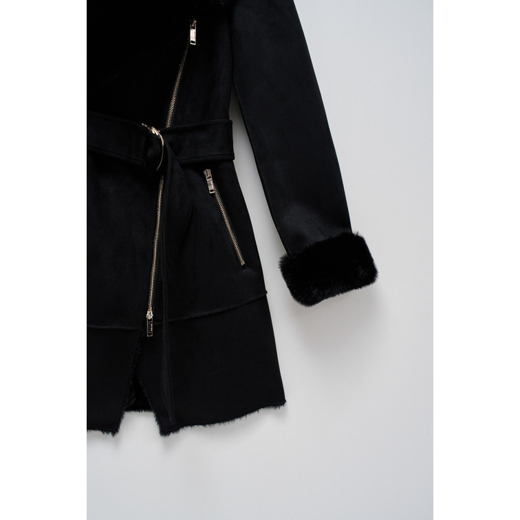 manteau femme  salsa jeans long shearling coat