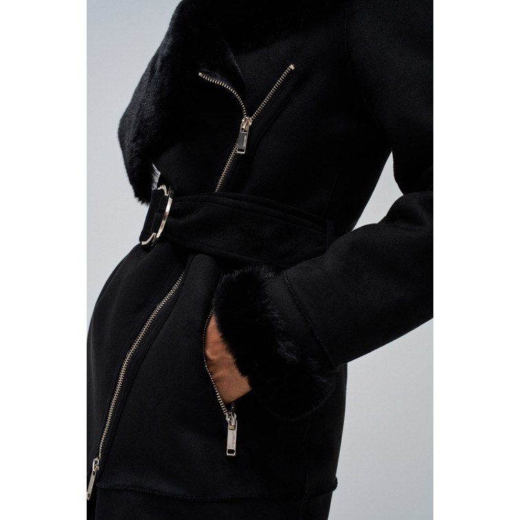 manteau femme  salsa jeans long shearling coat