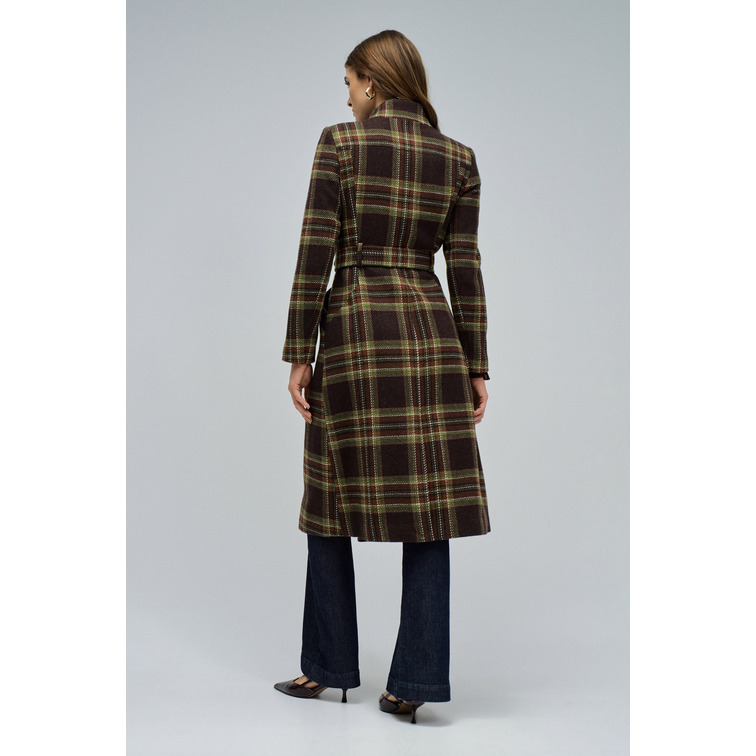 manteau femme  salsa jeans long wool peacoat with belt