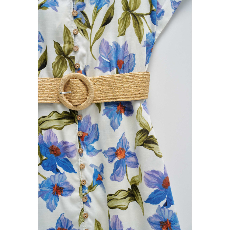 robe femme  salsa jeans linen shirt dress w/front butt