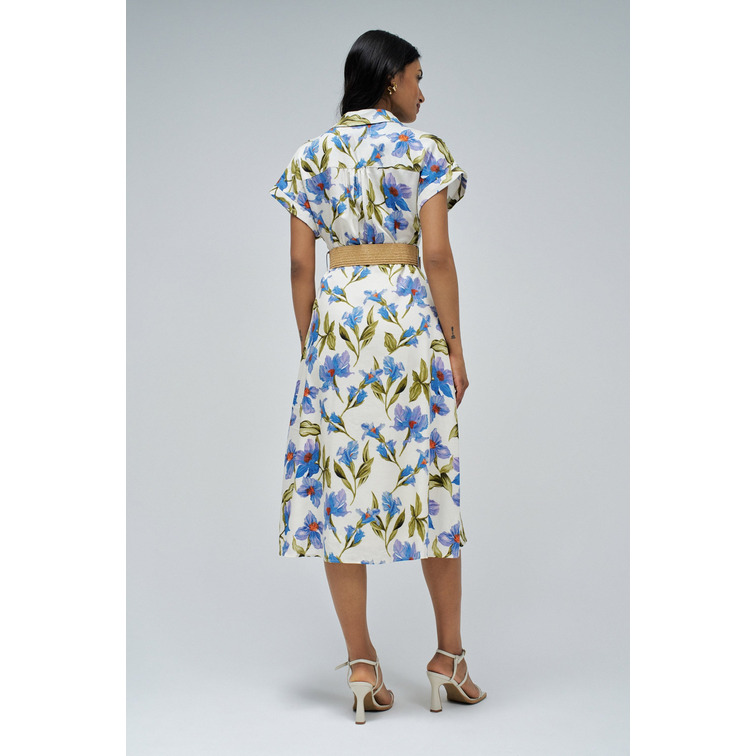 robe femme  salsa jeans linen shirt dress w/front butt