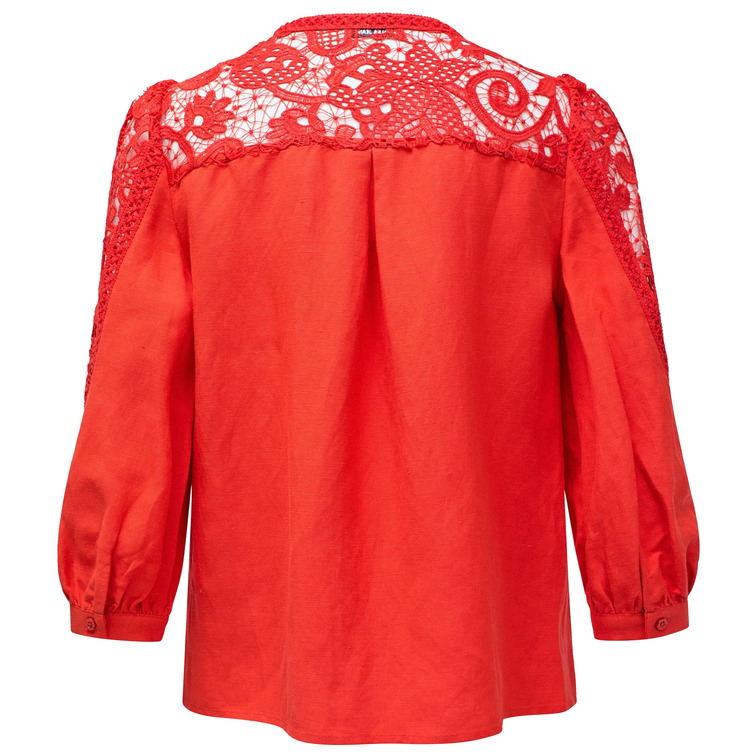 chemise femme  salsa jeans linen shirt with lace and ribb