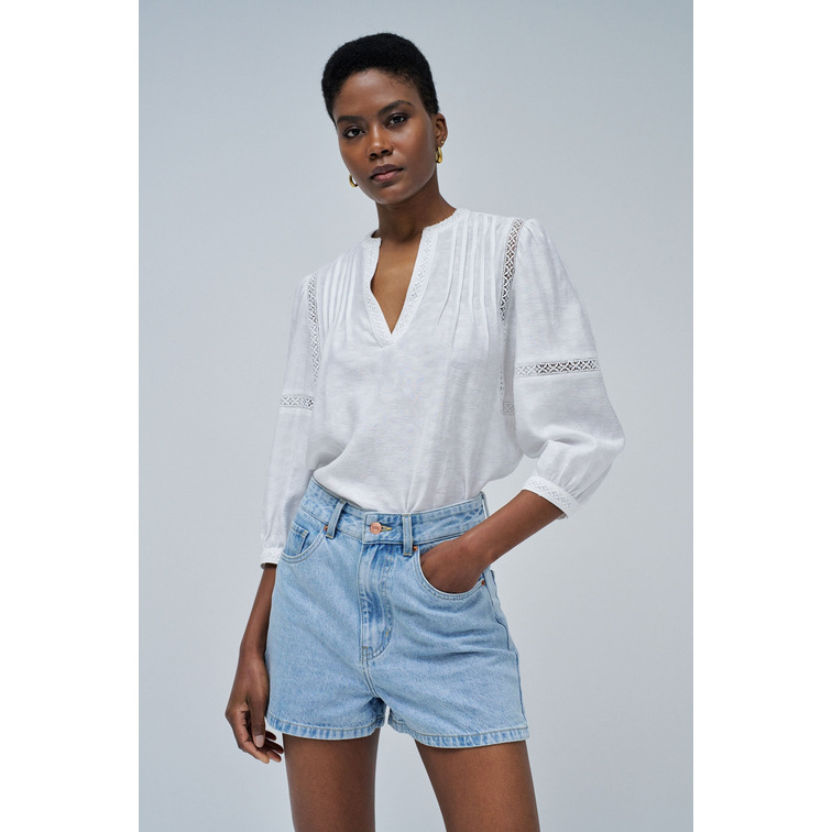 chemise femme  salsa jeans blouse w/lace details & jacqua
