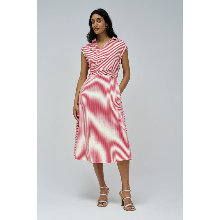 robe femme  salsa jeans pinstriped dress with waist de