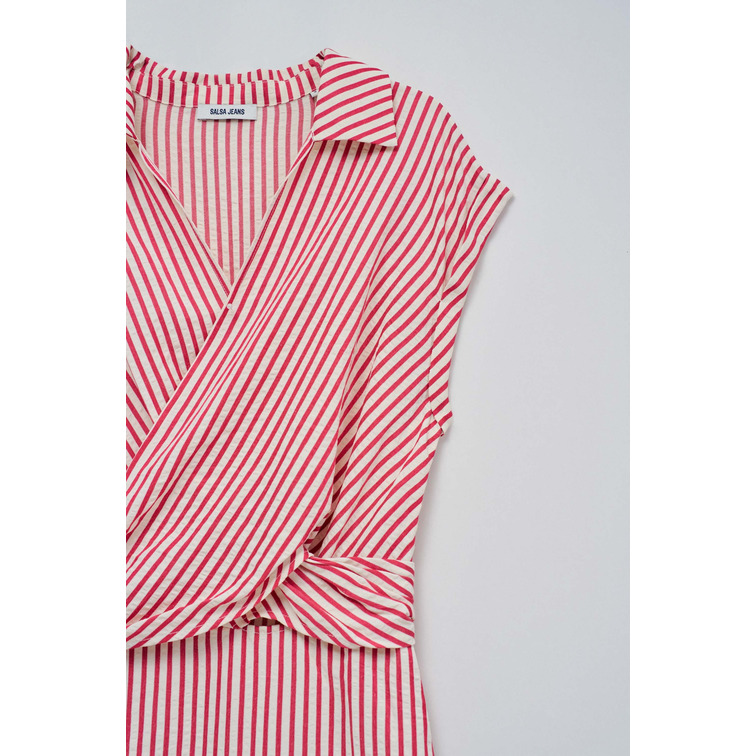 robe femme  salsa jeans pinstriped dress with waist de