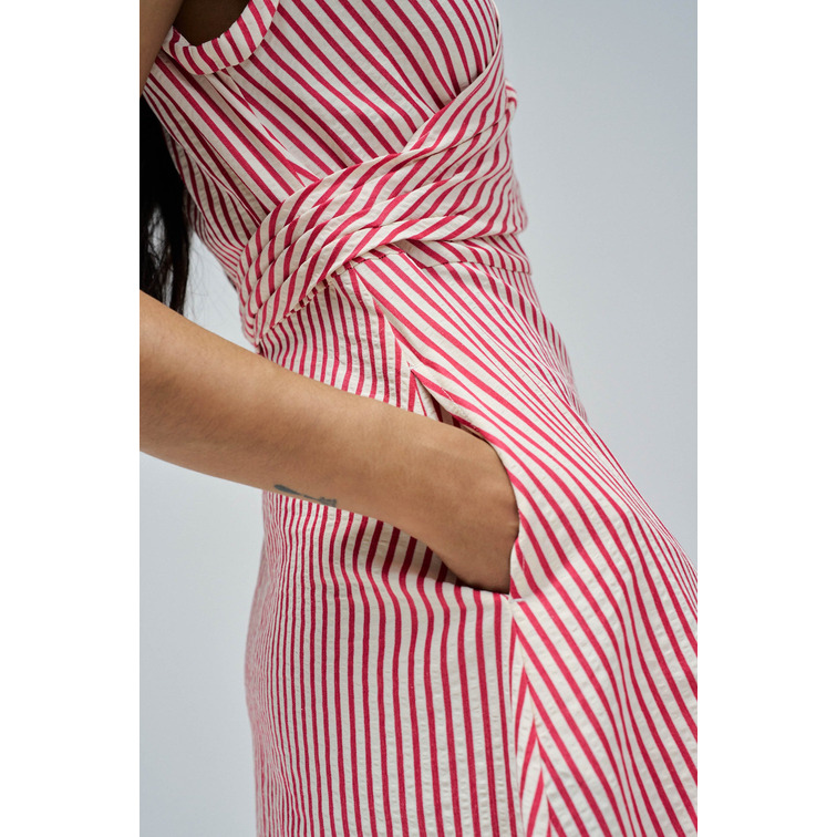 robe femme  salsa jeans pinstriped dress with waist de