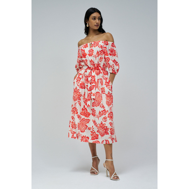 robe femme  salsa jeans off-shoulder two-tone print dr