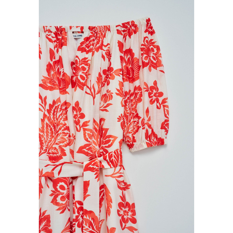 robe femme  salsa jeans off-shoulder two-tone print dr