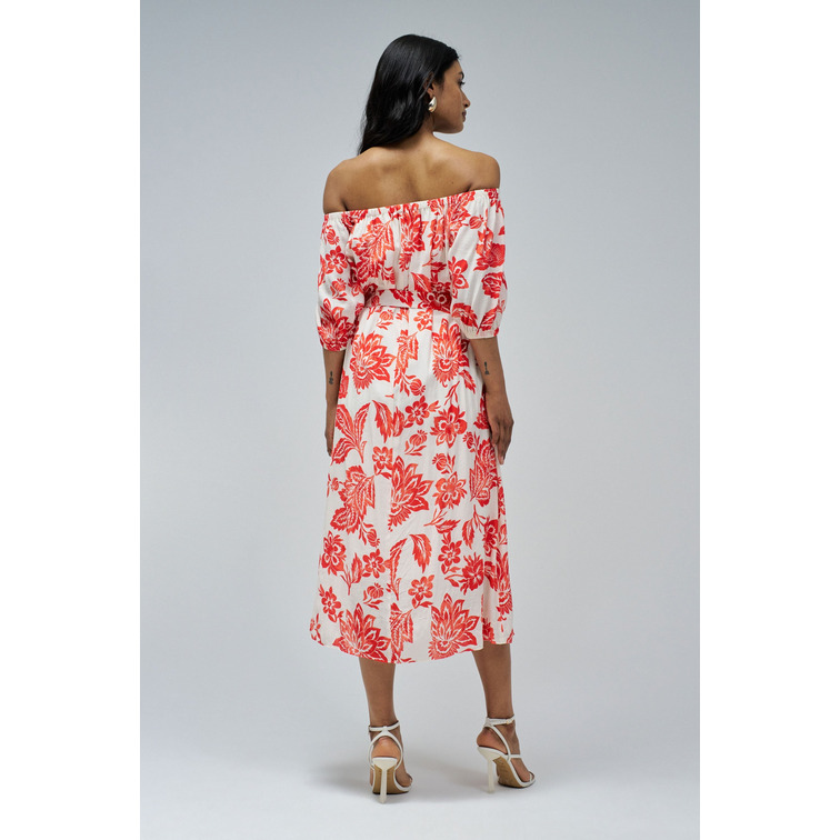 robe femme  salsa jeans off-shoulder two-tone print dr