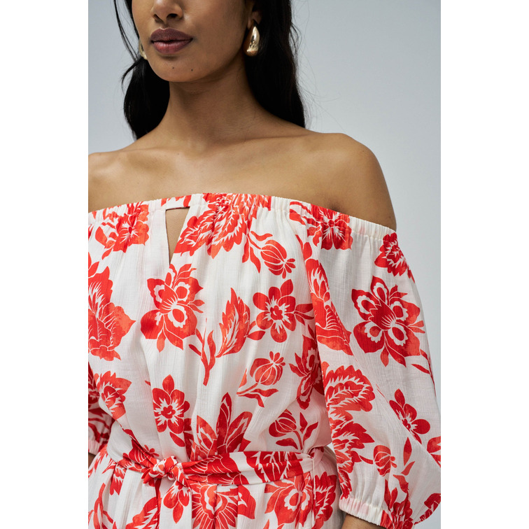robe femme  salsa jeans off-shoulder two-tone print dr