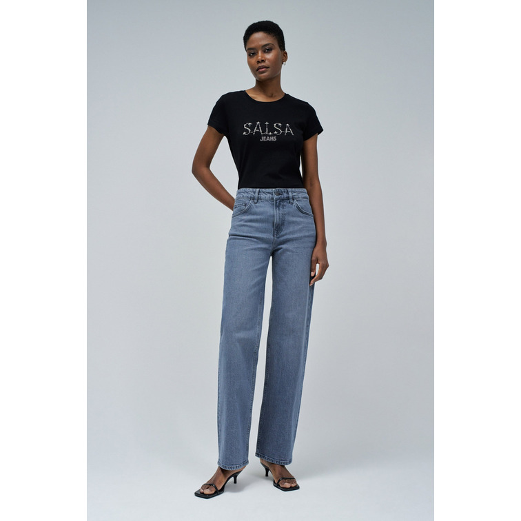 t-shirt femme  salsa jeans t-shirt with glitter branding